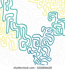 Graffiti Psychedelic Background. Abstract Motif with Labyrinth of Tangled Lines. Organic Hippie Style. Crazy Cartoon Pattern