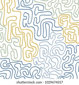 Graffiti Psychedelic Background. Abstract Motif with Labyrinth of Tangled Lines. Organic Hippie Style. Crazy Cartoon Pattern