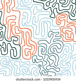 Graffiti Psychedelic Background. Abstract Motif with Labyrinth of Tangled Lines. Organic Hippie Style. Crazy Cartoon Pattern