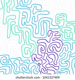 Graffiti Psychedelic Background. Abstract Motif with Labyrinth of Tangled Lines. Organic Hippie Style. Crazy Cartoon Pattern