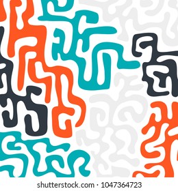 Graffiti Psychedelic Background. Abstract Motif with Labyrinth of Tangled Lines. Organic Hippie Style. Crazy Cartoon Pattern