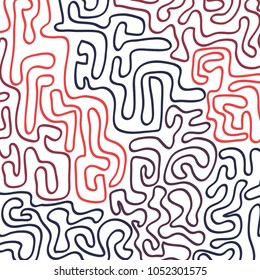 Graffiti Psychedelic Background. Abstract Motif with Labyrinth of Tangled Lines. Organic Hippie Style. Crazy Cartoon Pattern