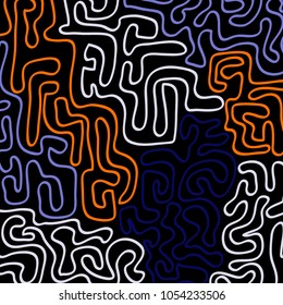 Graffiti Psychedelic Background. Abstract Motif with Labyrinth of Tangled Lines. Organic Hippie Style. Crazy Cartoon Pattern