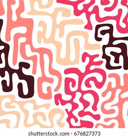 Graffiti Psychedelic Background. Abstract Motif with Labyrinth of Tangled Lines. Organic Hippie Style. Crazy Cartoon Pattern