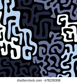 Graffiti Psychedelic Background. Abstract Motif with Labyrinth of Tangled Lines. Organic Hippie Style. Crazy Cartoon Pattern