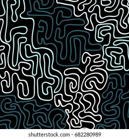 Graffiti Psychedelic Background. Abstract Motif with Labyrinth of Tangled Lines. Organic Hippie Style. Crazy Cartoon Pattern