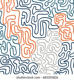 Graffiti Psychedelic Background. Abstract Motif with Labyrinth of Tangled Lines. Organic Hippie Style. Crazy Cartoon Pattern