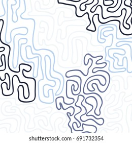 Graffiti Psychedelic Background. Abstract Motif with Labyrinth of Tangled Lines. Organic Hippie Style. Crazy Cartoon Pattern