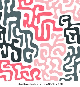 Graffiti Psychedelic Background. Abstract Motif with Labyrinth of Tangled Lines. Organic Hippie Style. Crazy Cartoon Pattern