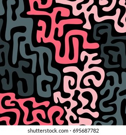 Graffiti Psychedelic Background. Abstract Motif with Labyrinth of Tangled Lines. Organic Hippie Style. Crazy Cartoon Pattern