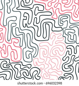 Graffiti Psychedelic Background. Abstract Motif with Labyrinth of Tangled Lines. Organic Hippie Style. Crazy Cartoon Pattern