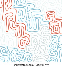 Graffiti Psychedelic Background. Abstract Motif with Labyrinth of Tangled Lines. Organic Hippie Style. Crazy Cartoon Pattern