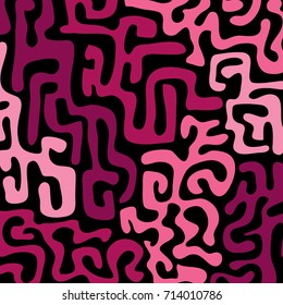 Graffiti Psychedelic Background. Abstract Motif with Labyrinth of Tangled Lines. Organic Hippie Style. Crazy Cartoon Pattern