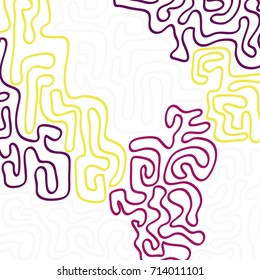 Graffiti Psychedelic Background. Abstract Motif with Labyrinth of Tangled Lines. Organic Hippie Style. Crazy Cartoon Pattern