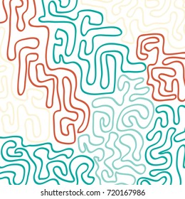 Graffiti Psychedelic Background. Abstract Motif with Labyrinth of Tangled Lines. Organic Hippie Style. Crazy Cartoon Pattern