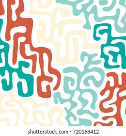 Graffiti Psychedelic Background. Abstract Motif with Labyrinth of Tangled Lines. Organic Hippie Style. Crazy Cartoon Pattern