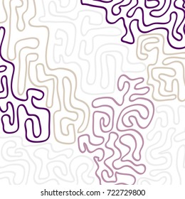Graffiti Psychedelic Background. Abstract Motif with Labyrinth of Tangled Lines. Organic Hippie Style. Crazy Cartoon Pattern