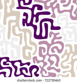 Graffiti Psychedelic Background. Abstract Motif with Labyrinth of Tangled Lines. Organic Hippie Style. Crazy Cartoon Pattern
