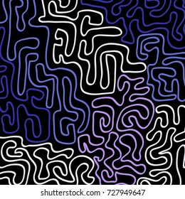 Graffiti Psychedelic Background. Abstract Motif with Labyrinth of Tangled Lines. Organic Hippie Style. Crazy Cartoon Pattern