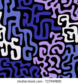 Graffiti Psychedelic Background. Abstract Motif with Labyrinth of Tangled Lines. Organic Hippie Style. Crazy Cartoon Pattern