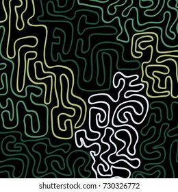 Graffiti Psychedelic Background. Abstract Motif with Labyrinth of Tangled Lines. Organic Hippie Style. Crazy Cartoon Pattern