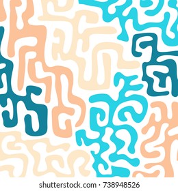 Graffiti Psychedelic Background. Abstract Motif with Labyrinth of Tangled Lines. Organic Hippie Style. Crazy Cartoon Pattern