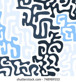 Graffiti Psychedelic Background. Abstract Motif with Labyrinth of Tangled Lines. Organic Hippie Style. Crazy Cartoon Pattern