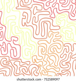 Graffiti Psychedelic Background. Abstract Motif with Labyrinth of Tangled Lines. Organic Hippie Style. Crazy Cartoon Pattern