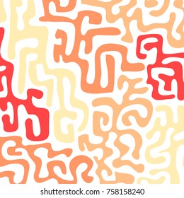 Graffiti Psychedelic Background. Abstract Motif with Labyrinth of Tangled Lines. Organic Hippie Style. Crazy Cartoon Pattern