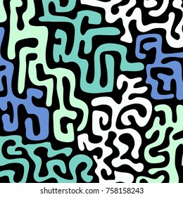 Graffiti Psychedelic Background. Abstract Motif with Labyrinth of Tangled Lines. Organic Hippie Style. Crazy Cartoon Pattern