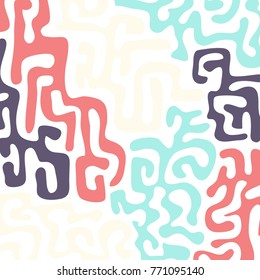 Graffiti Psychedelic Background. Abstract Motif with Labyrinth of Tangled Lines. Organic Hippie Style. Crazy Cartoon Pattern