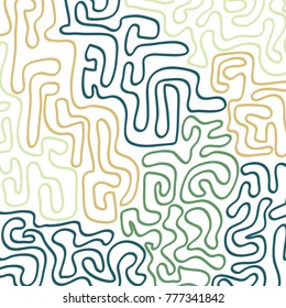 Graffiti Psychedelic Background. Abstract Motif with Labyrinth of Tangled Lines. Organic Hippie Style. Crazy Cartoon Pattern