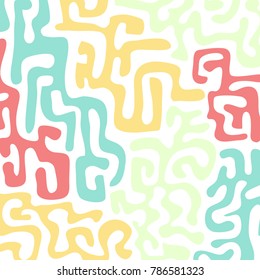 Graffiti Psychedelic Background. Abstract Motif with Labyrinth of Tangled Lines. Organic Hippie Style. Crazy Cartoon Pattern