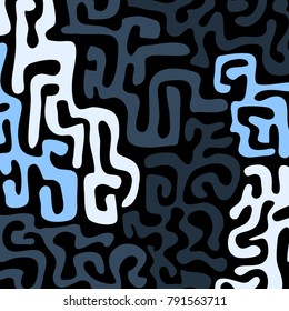 Graffiti Psychedelic Background. Abstract Motif with Labyrinth of Tangled Lines. Organic Hippie Style. Crazy Cartoon Pattern