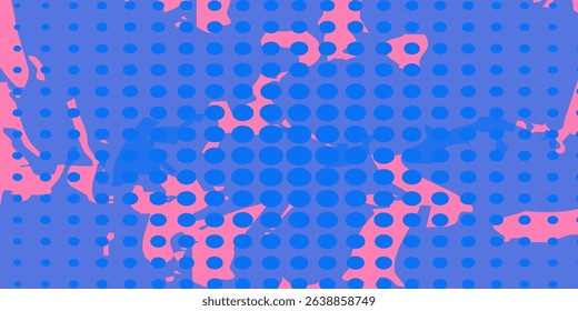 Graffiti punk style grunge banner with distress texture, ink drips and splashes. Blue and pink colored grunge background with hand drawn halftone and brush strokes. Vector graffiti spray texture.