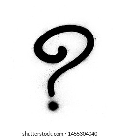 graffiti question mark sprayed in black over white