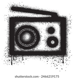 graffiti Radio sprayed in black over white.
