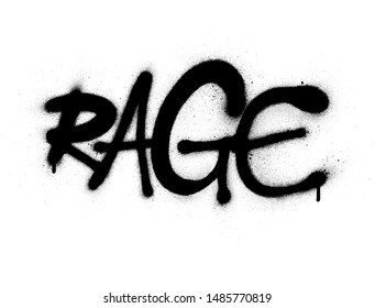 graffiti rage word font sprayed in black over white