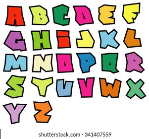 graffiti readable fonts alphabet over white in multiple color