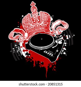 Graffiti Red Crown and Turntable