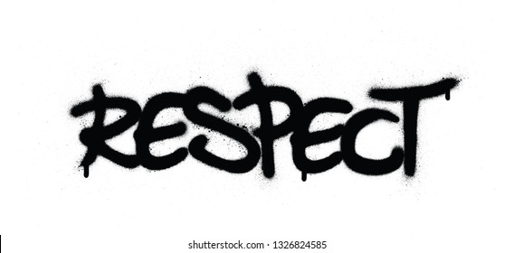 graffiti respect word sprayed in black over white
