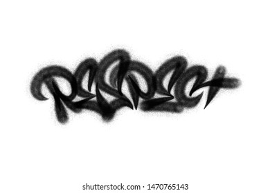 Graffiti Respect word sprayed in black over white