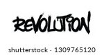 graffiti revolution word sprayed in black over white