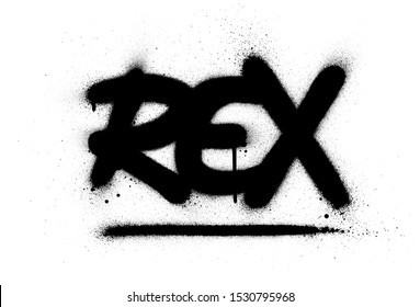 graffiti rex word sprayed in black over white