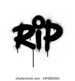 graffiti RIP rest in peace abbreviation sprayed in black over white