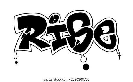 Los grafitis con el estilo de graffiti "RISE" se pueden usar en diseños, prendas, carteles, Fondos de pantalla, etc