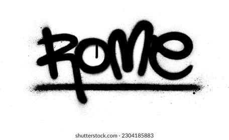 graffiti Rome word sprayed in black over white