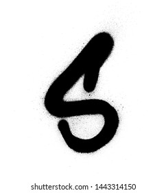 graffiti S font sprayed in black over white