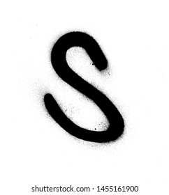 graffiti S font sprayed in black over white