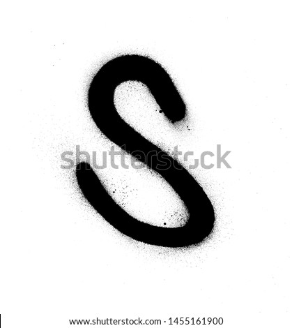 graffiti S font sprayed in black over white
